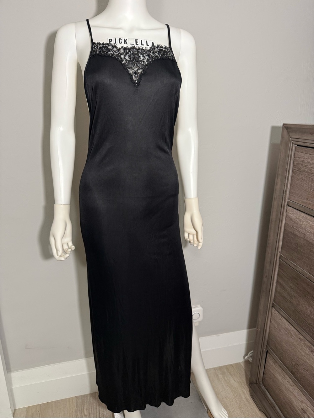 S VS Victoria’s Secret Black Rhinestone Vintage VSCollection lingerie Slip Dress